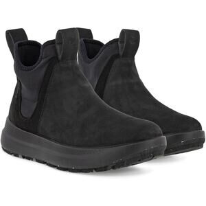 USED ECCO Womens Black Waterproof Solice Gtx Round Toe Leather Boots,BLK,10-10.5